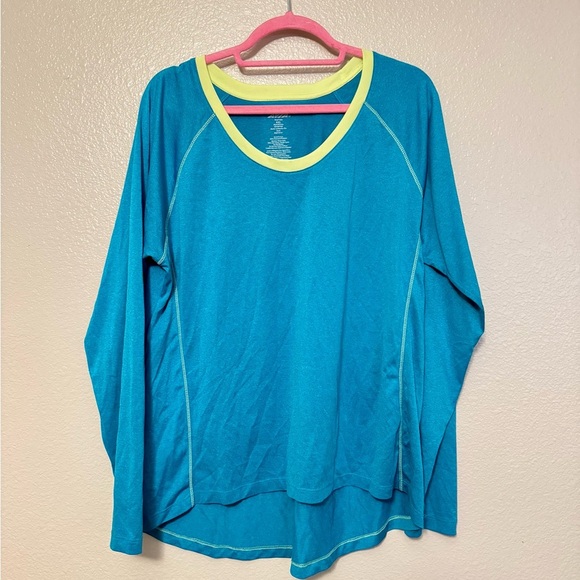 Avia Teal Activewear Top with Yellow Trim - Picture 1 of 2